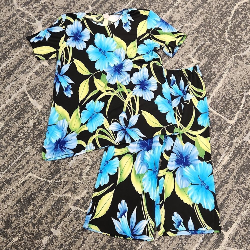 Baba Hibiscus Top & Pants Vintage 2XL